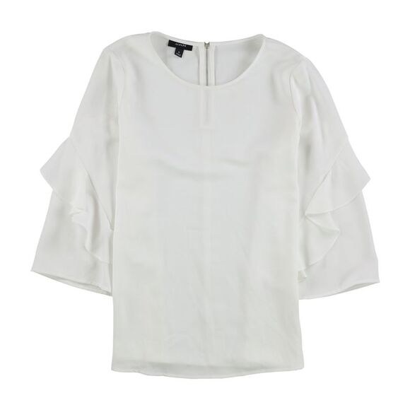 Alfani Womens Zip-Back Ruffled Blouse, white, XS - Picture 1 of 1